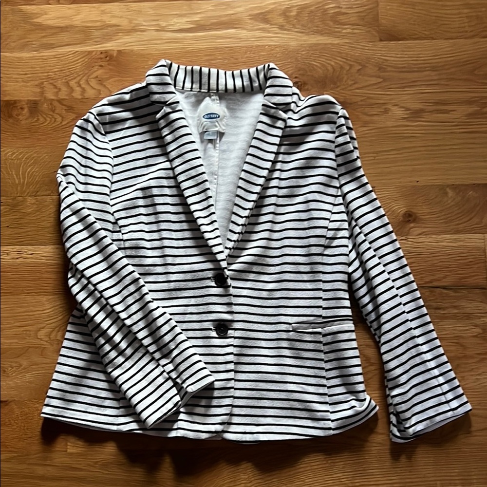 Women's Striped Blazer - Black and White